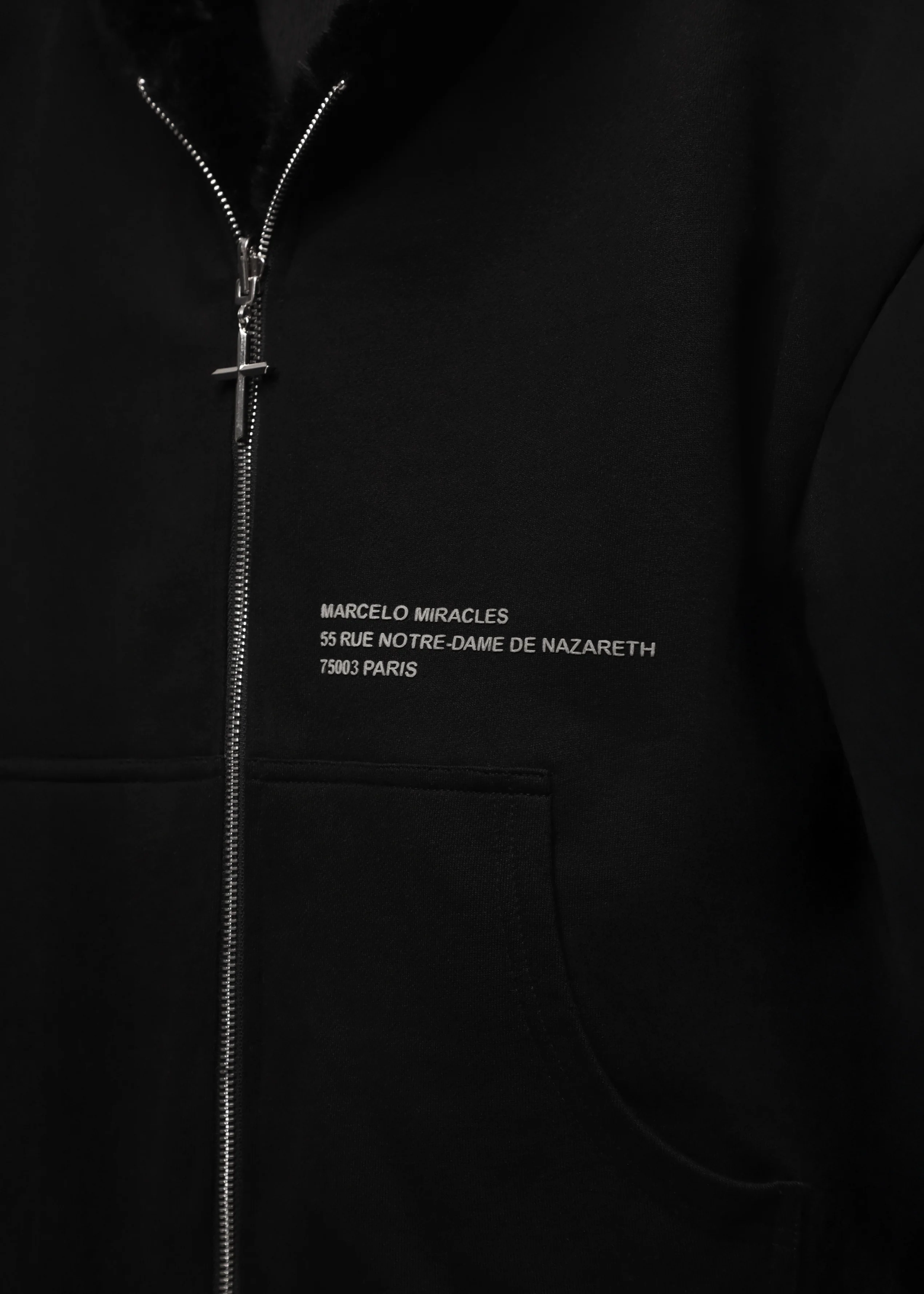 REVERSIBLE FUR ZIP HOODIE in BLACK - Image 6